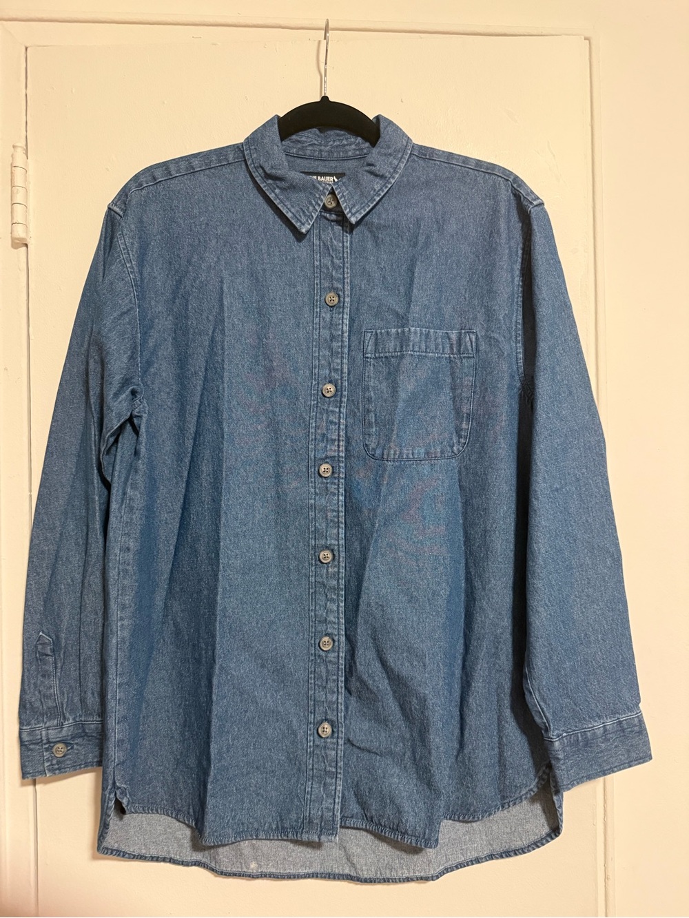 Eddie Bauer Women’s Blue Denim Button-Down Shirt